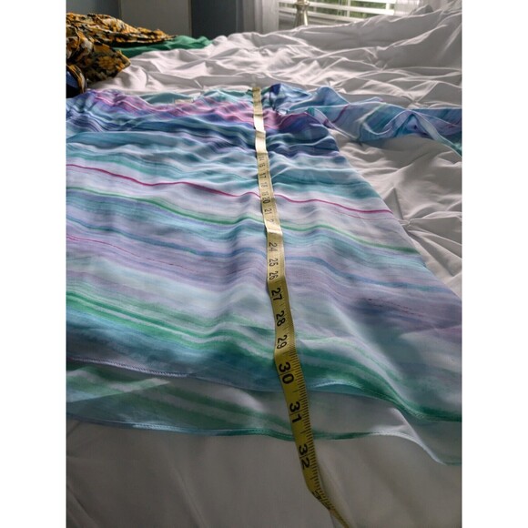 Chico's Top Womens Sz S (0) Purple Aqua Stripe Chiffon Layer Asymmetrical Tunic - Picture 13 of 14